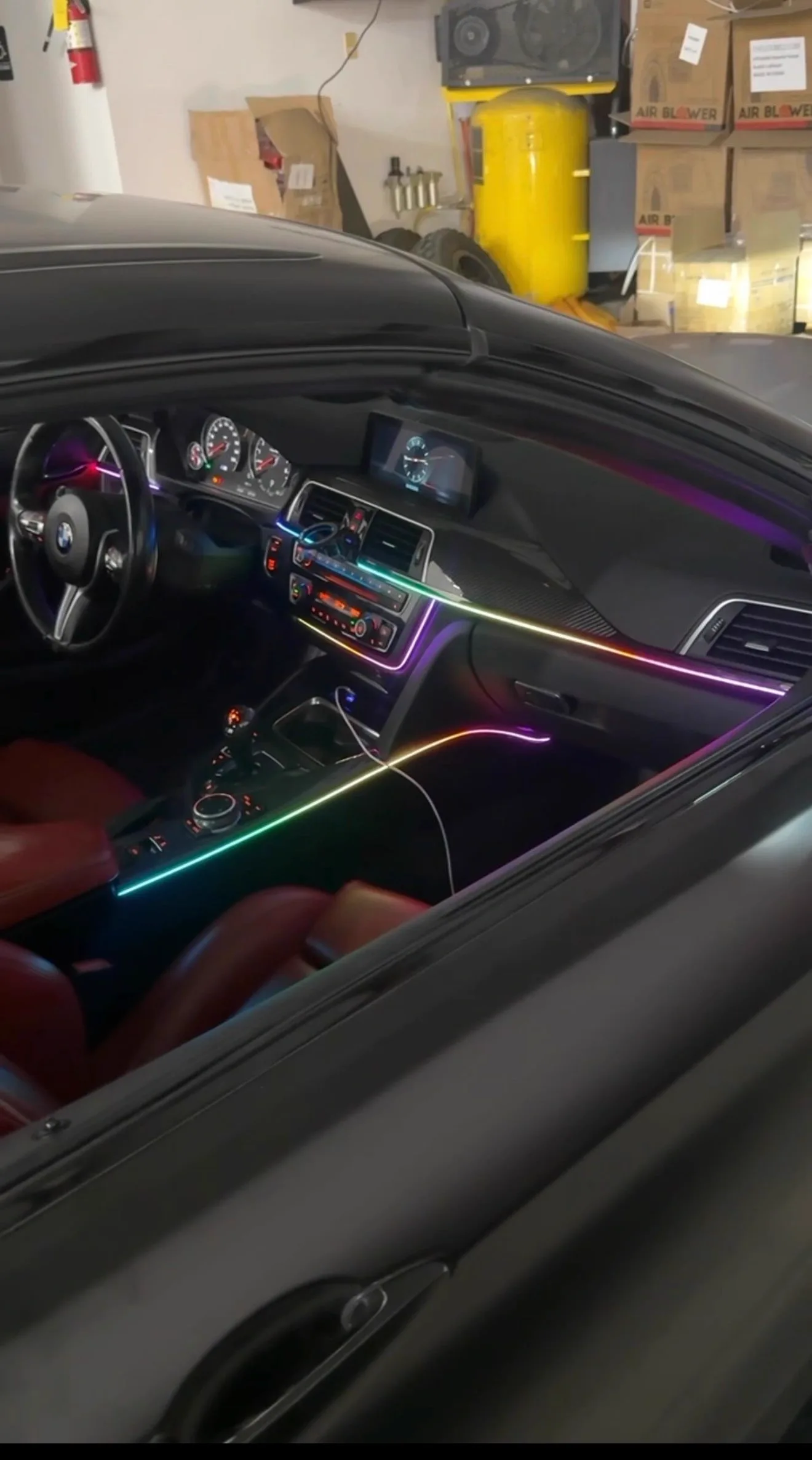 BMW interior with multicolour ambient fiber optic lighting